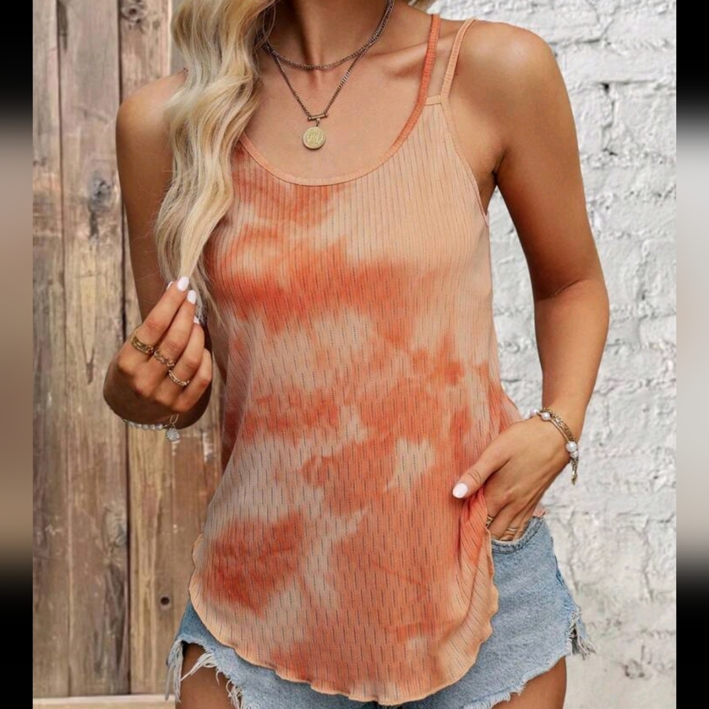 Mix & Match 3/$12 Tie Dye Curved Hem Tank Top